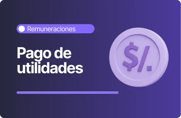 Banner sobre pago de utilidades en remuneraciones, con icono de moneda y símbolo de dinero en tono morado.