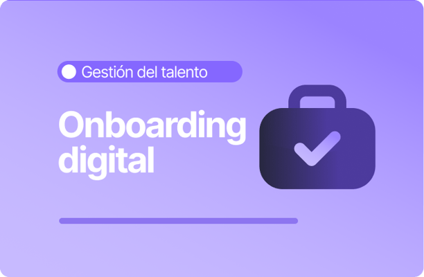 Imagen sobre onboarding digital en gestión del talento con ícono de portafolio y check, que representa la incorporación digital de nuevos colaboradores y la automatización del proceso de bienvenida.