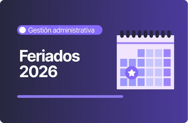 Imagen sobre feriados 2026 en gestión administrativa con ícono de calendario que representa la planificación de días festivos laborales.