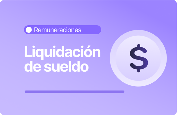 Banner sobre remuneraciones enfocado en la liquidación de sueldo con icono de moneda y símbolo de dinero en tonos morados.
