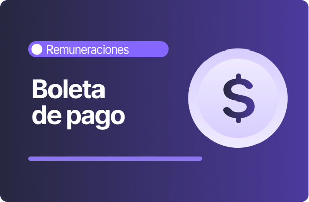 Banner sobre remuneraciones enfocado en la liquidación de sueldo con icono de moneda y símbolo de dinero en tonos morados.