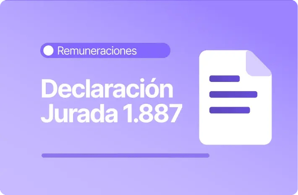 Imagen informativa sobre la Declaración Jurada 1887 en la categoría Remuneraciones, con ícono de documento que representa el trámite tributario anual.