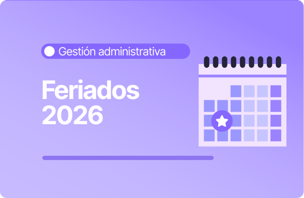Imagen sobre feriados 2026 en gestión administrativa con ícono de calendario que representa la planificación de días festivos laborales.