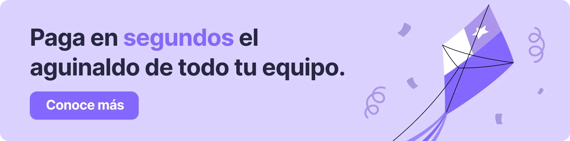 Banner de Talana con el mensaje “Paga en segundos el aguinaldo de todo tu equipo”. Fondo morado con volantín chileno y botón de acción “Conoce más”
