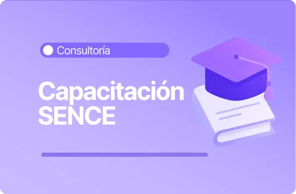 Imagen sobre capacitación SENCE en consultoría con ícono de birrete y libros que representa formación y desarrollo laboral.