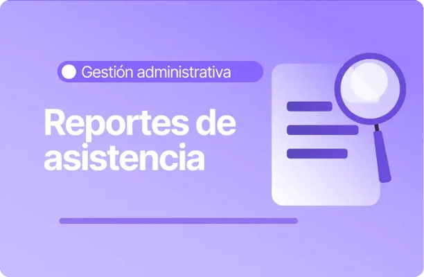Una hoja de documento blanca con líneas horizontales moradas y una lupa encima en la esquina superior derecha, junto al texto 