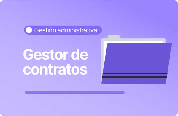Imagen informativa sobre gestor de contratos en gestión administrativa con ícono de carpeta que simboliza la administración de documentos laborales.
