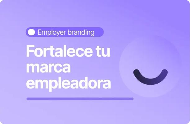 Portada sobre employer branding con el título Fortalece tu marca empleadora, ícono de sonrisa en círculo sobre fondo morado.
