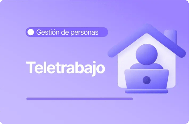: Ilustración sobre teletrabajo y gestión de personas, con una persona trabajando desde un computador portátil dentro de una casa.